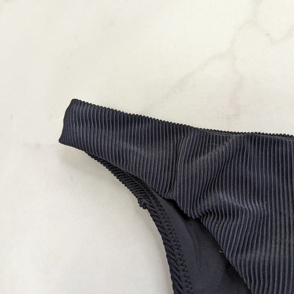 Good American Swim Bottom Women Black Rib Mid Rise Better Bikini Cheeky - Picture 3 of 13